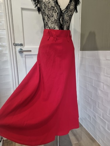 Vintage Jacques Vert Red Pencil Skirt With Cinched Waist. Size Small 25" Waist. - Picture 9 of 13
