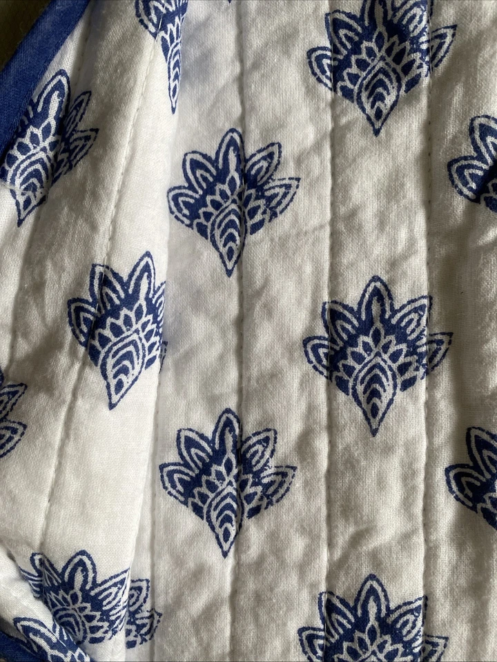 Sigrid Olsen Queen  Navy Blue White  Cotton Quilt And Shams  Set Of 3 NEW - Image 4 of 4