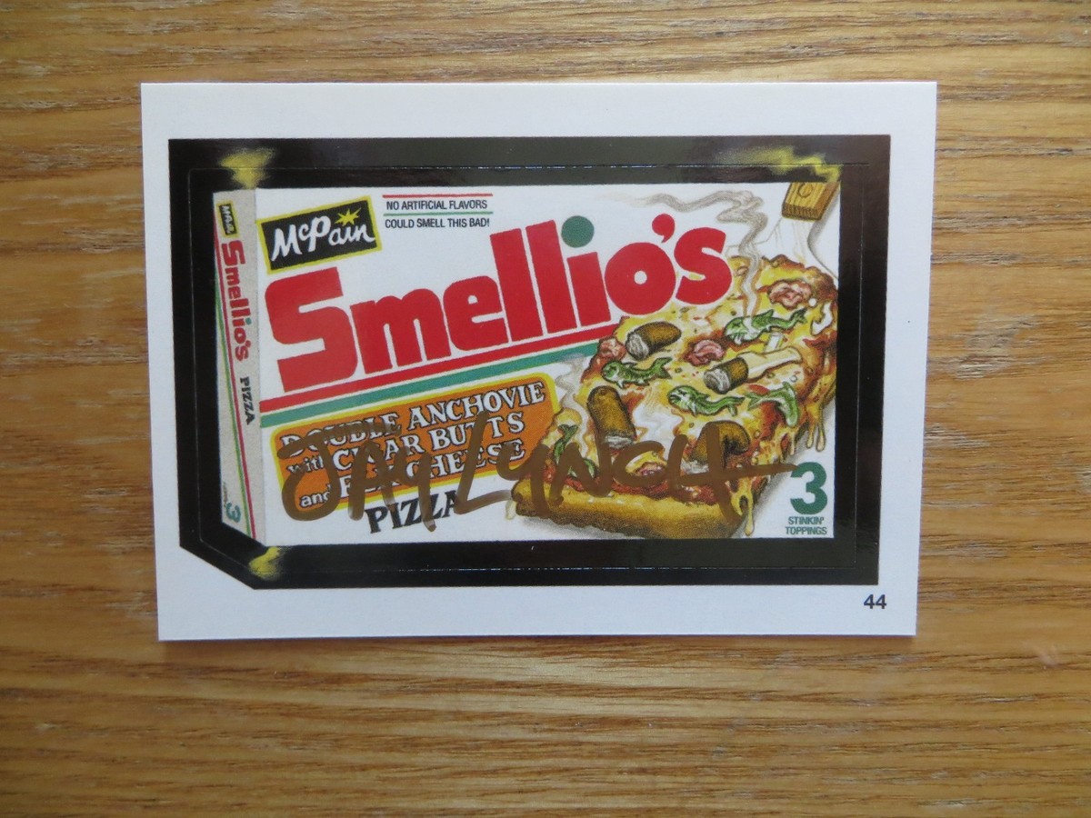 2004 WACKY PACKAGES ANS1 SERIES MCPAIN SMELLIO'S PIZZA CARD SIGNED