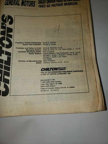 USED- Chilton's 8269 GENERAL MOTORS 1982-92 Repair Manual - Bild 3 von 5