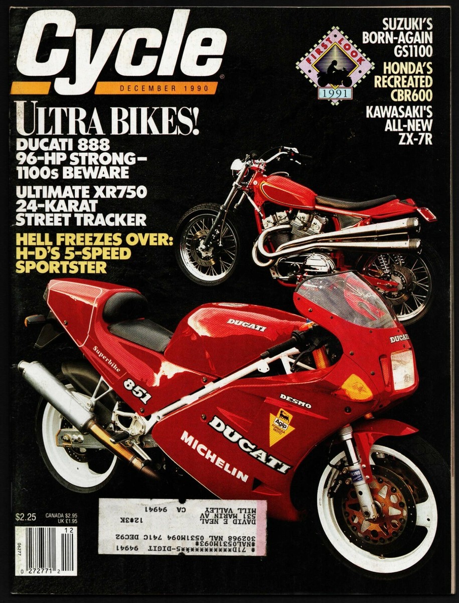 DECEMBER 1990 CYCLE MAGAZINE, DUCATI 888, SUZUKI DR650S, H-D
