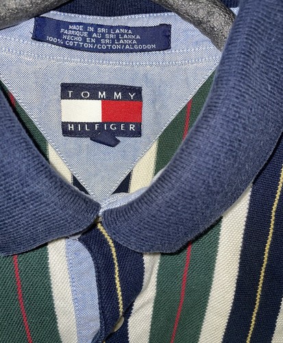 Vintage 90s Tommy Hilfiger Polo Shirt Men’s Large Multicolor Striped Casual - Picture 4 of 8