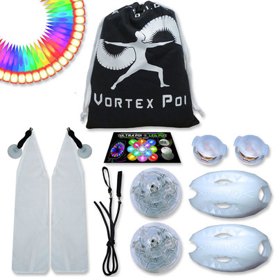 Vortex Poi w/ UltraKnobs - Flow Rave Dance Best Light Up Glow LED Poi Set Toy