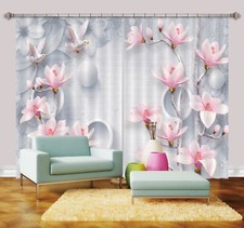 3D Pink Flower Circle ZHUA1398 Photo Curtain Window Blockout Fabric Amy 2023