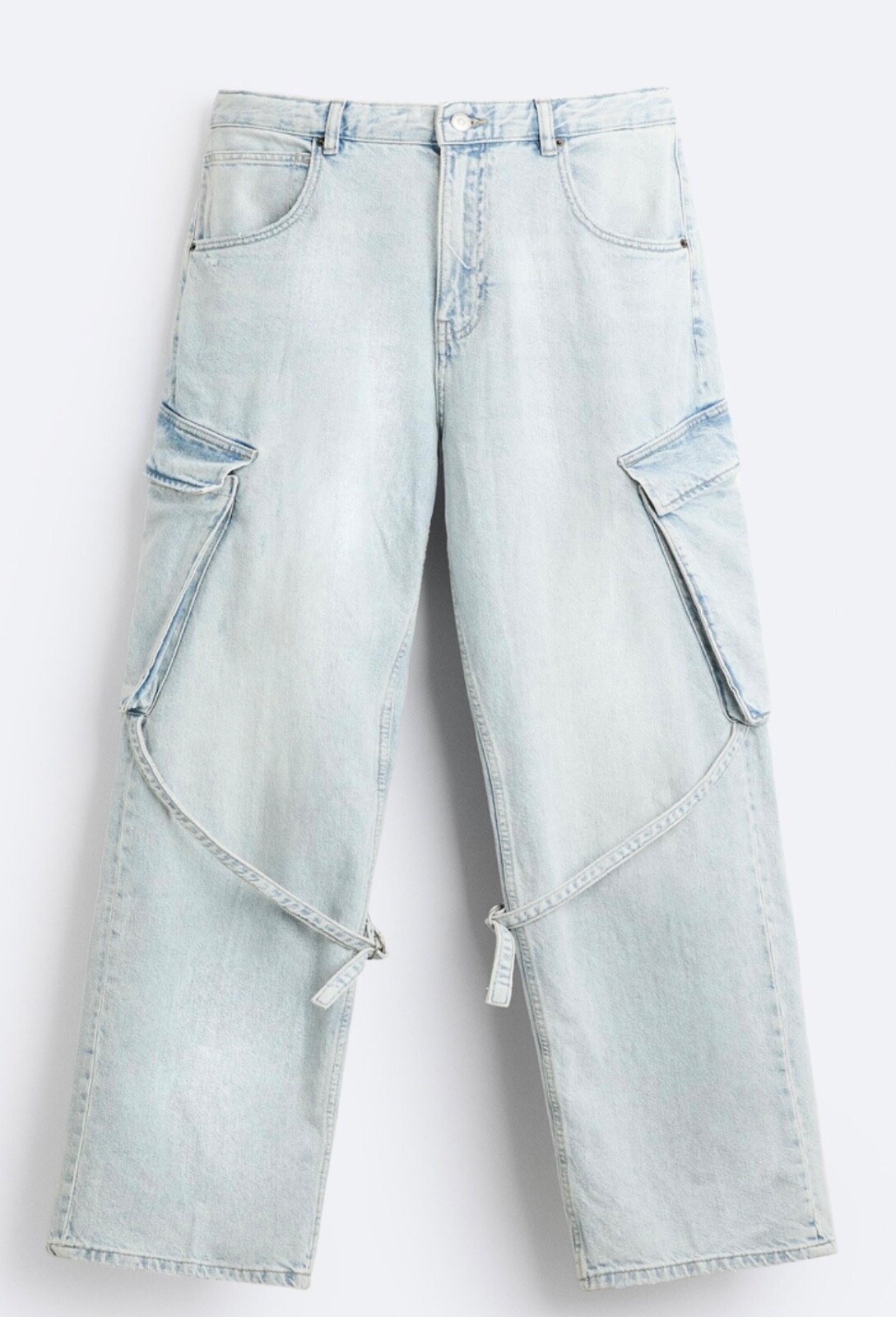 ZARA DENIM CARGO JEANS BNWT LIGHT BLUE 31