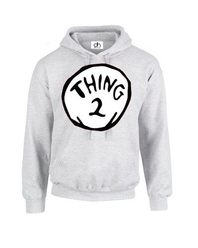 Thing One 1 And Thing Two 2 Couples Matching Hoodie Costume Cat Twins Top (Hood) - Picture 8 of 11