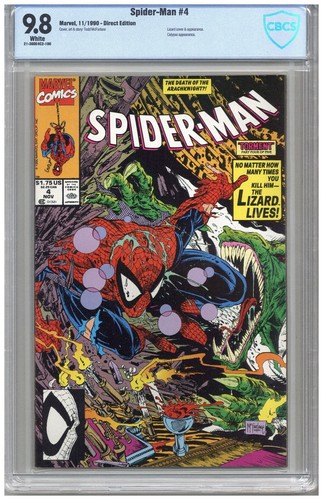 Spider-Man  # 4  CBCS   9.8   NMMT   White pgs  11/90  Lizard cover & App.  Caly