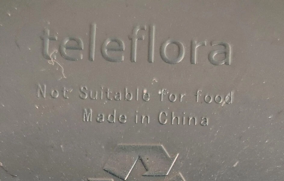 Tazón de diseño de arreglo floral ovalado de plástico verde Teleflora con centavo desmontable Foto 4 de 4