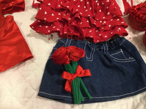 Lot vêtements Build A Bear pour fille nœuds rouges chaussures robe rose bouquet veste - Photo 9/10