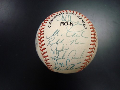 1994 Florida Marlins Team Signed ONL Baseball w/ Vada Pinson - Picture 3 of 6