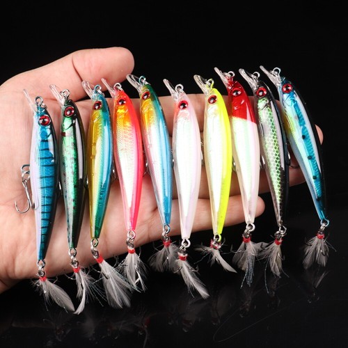 10pcs Kinds of Fishing Lures Crankbaits Hooks Minnow Baits Tackle Crank - Picture 2 of 8