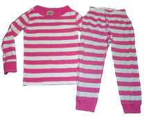 Hanna Andersson Girls Size 3 Pink White Stripe 2 Piece Pajama Set