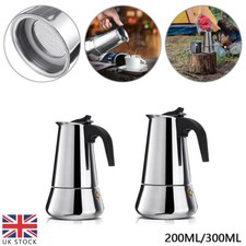Stainless Steel Espresso Maker Cup Stove Top Coffee Percolator Moka Pot 4/6 Cup