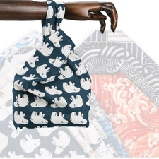 Wrist Carry Bag Soft Tote Handbag Wrap Knot Pouch Japanese style