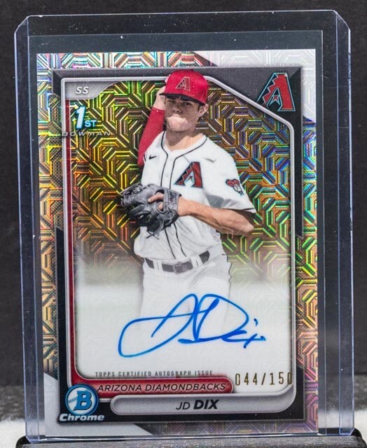 JD Dix 2024 Bowman Chrome Draft HTA Choice Refractor 1st RC Auto 44/150 D'backs