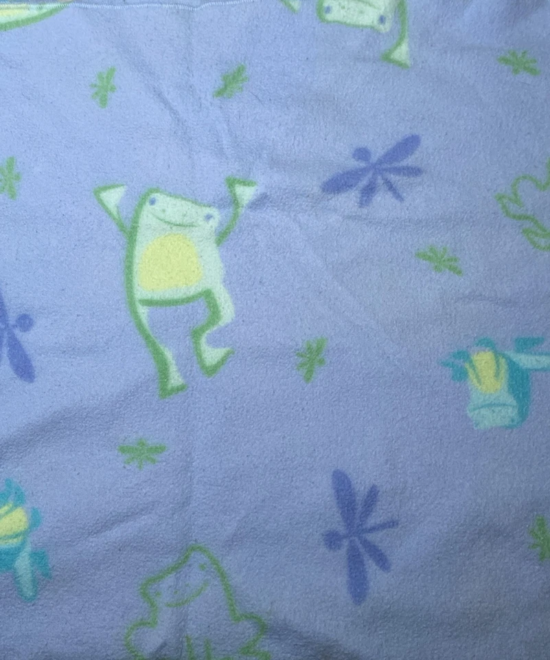 Cobertor de bebê de lã azul vintage Carters sapo libélula sapo segurança Lovey HTF - Imagem 4 de 4