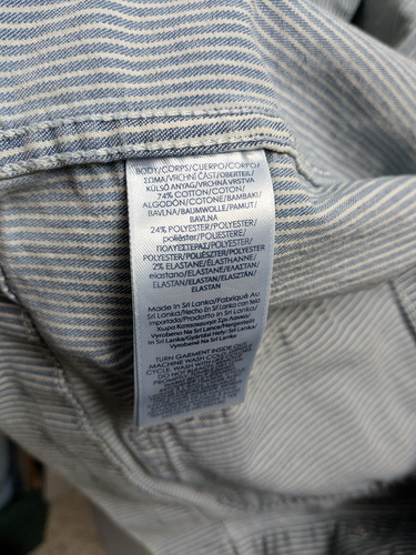 Chaps Denim Jean Jacket Women's XL Blue Denim Button Up Striped Pockets - Picture 7 of 11