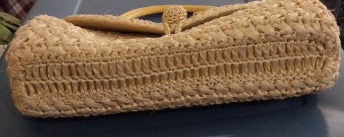 Vintage Raffia Handbag Made in Japan Tropical Beach Summer Purse Loop Closure - Picture 3 of 7