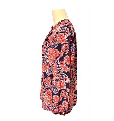 Lilly Pulitzer 100% Silk Elsa Popover Top Peasant Paisley Boxy Fit Women’s Sz M - Picture 4 of 8