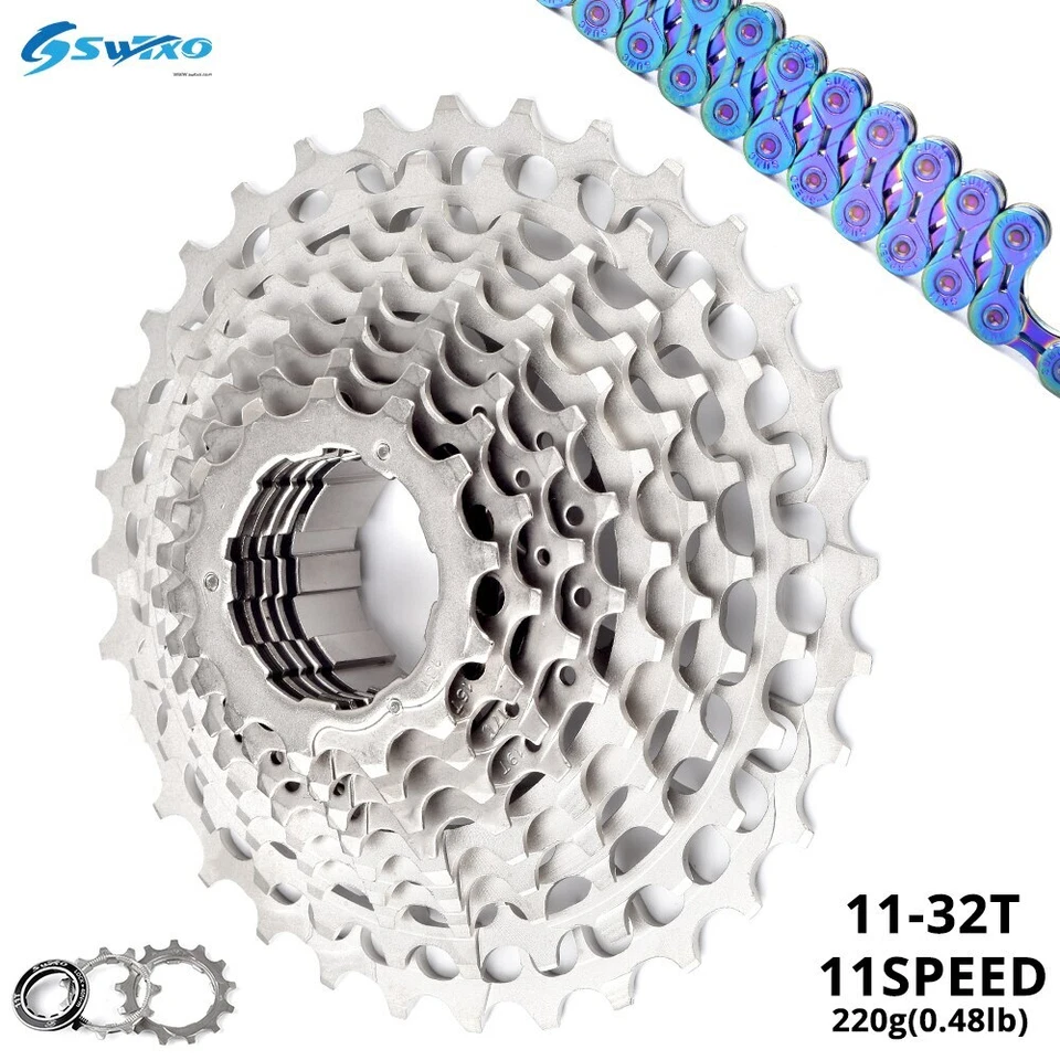 Cassette de bicicleta de carretera ultraligero de 11 velocidades 11-28T/32T 34T 36T rueda libre cadena 11S Foto 4 de 4