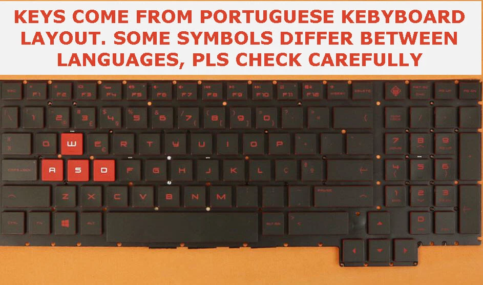 Teclas de teclado único HPO02 para HP OMEN 15-CE y 15t-CE RETROILUMINACIÓN ROJA Foto 3 de 4