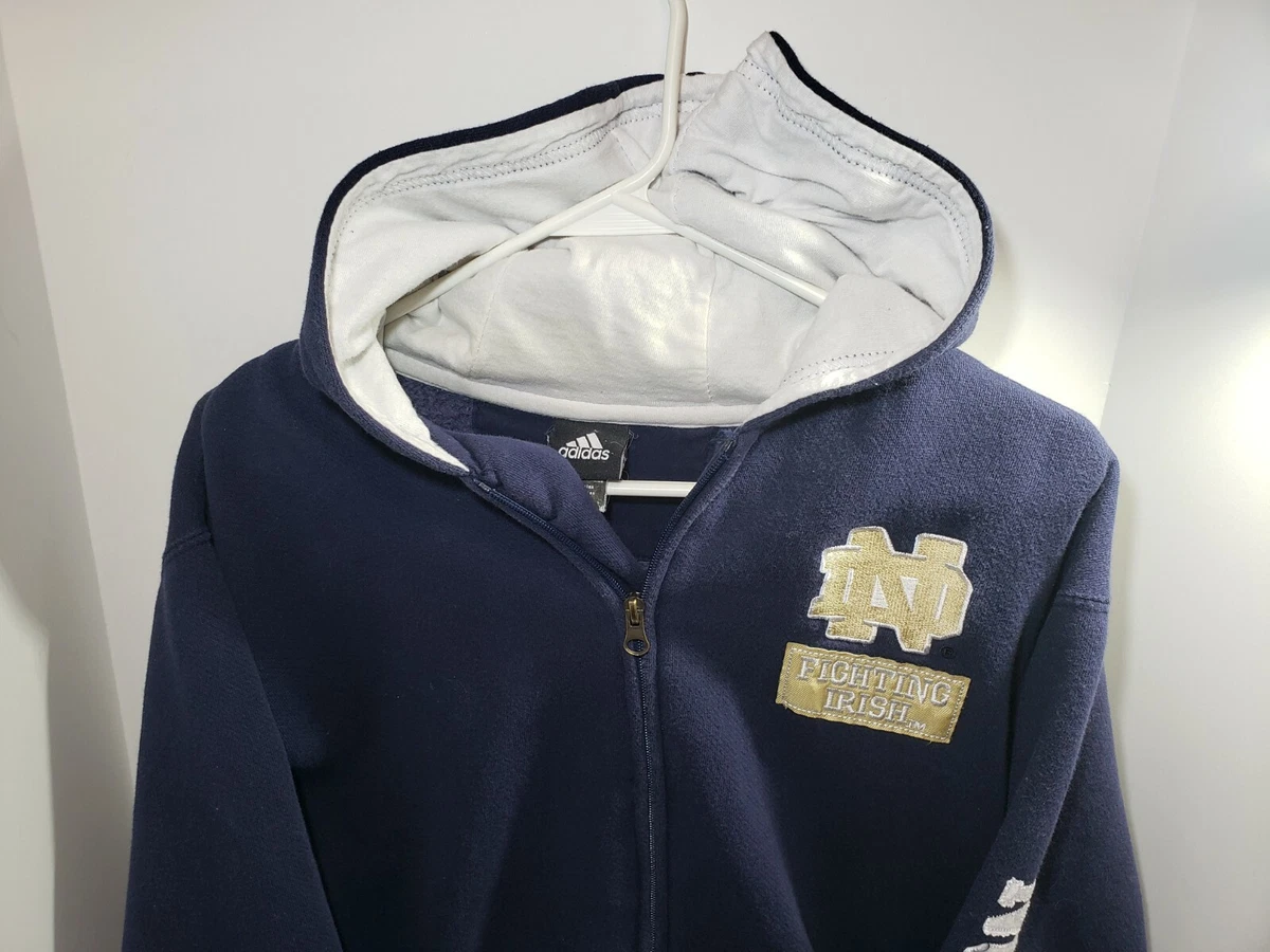 VINTAGE Adidas Notre Dame Long Sleeve Hoodie Full Zip Womens Blue