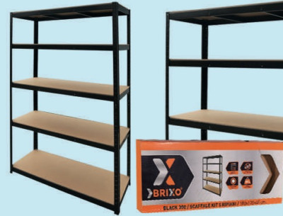 LACKIERTES STAHLREGAL 5 STÖCKIG 120X45XH180 BRIXO BLACK 300