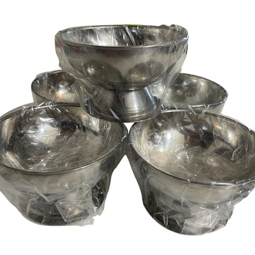 Dessert Cups w/ Spoons 5 Piece NEW Stainless Steel Ice Cream Sorbet - Picture 3 of 6
