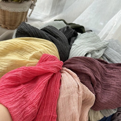 Natural Wrinkle Scarves Unisex Style Cotton Tassel Scarf Soft Long Shawl - Picture 20 of 38