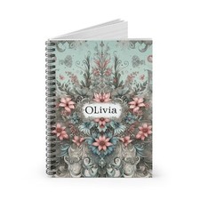 Spiral Notebook Ruled Line Personalized OLIVIA Stunning Design 2, Gift Birthday