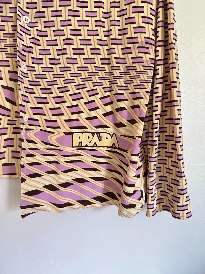 Blusa de seda com estampa de tecido Prada Crepe De Chine - Imagem 4 de 4