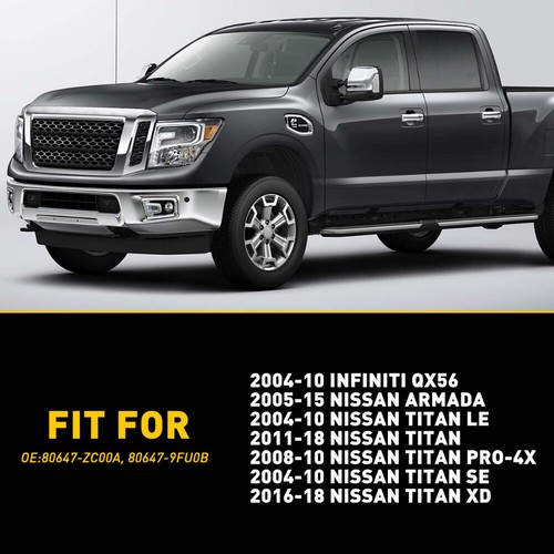 Front Driver Exterior Door Lock Cover Cap Chrome For 2016-2018 Nissan Titan XD - Picture 2 of 10
