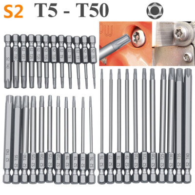 50-200mm Long Reach Torx Star Hex Security Bit Set Tamper Proof Screwdriver Bits