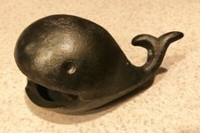 Vintage Solid Brass Whale Ashtray / Paperweight, 5", Nice Patina
