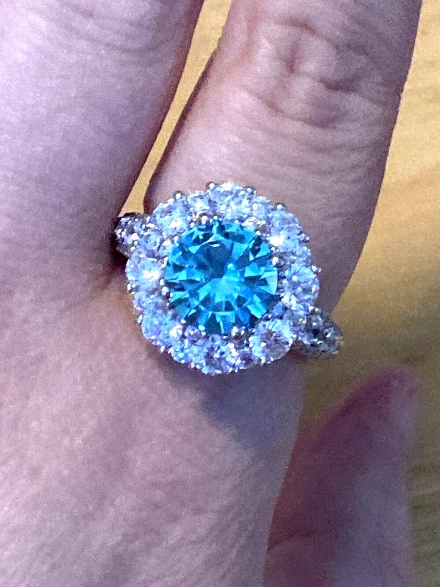 JTV Sterling Silver Bella Luce Caribbean Aqua Green Lab Spinel CZ