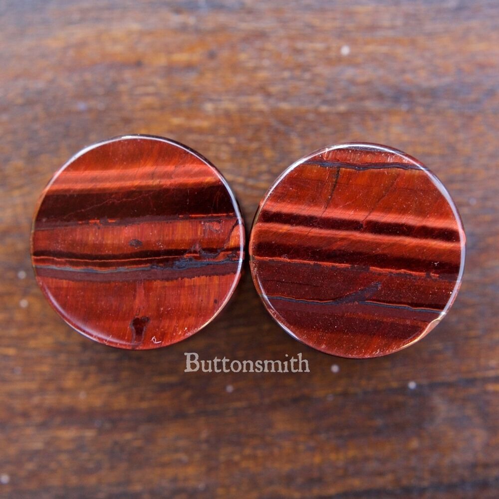 Organic Natural Red Tiger's Eye Double Flared Stone Plugs Organic Natural Red Tiger's Eye Double Flared Stone Plugs