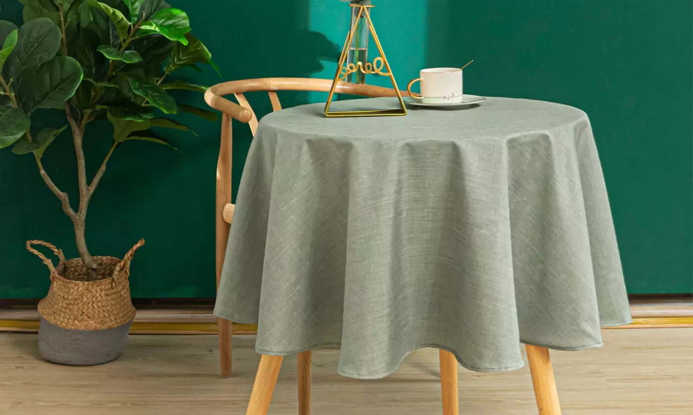 Nappe ronde 160 cm haut de gamme aspect tissu fluide pour table 8 personnes