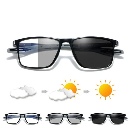 Photochromic Reading Glasses For Men Square Outdoor Sunglasses -1.00 -4.00