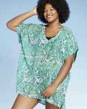 NWT Women  s Swimsuit Cover V-Neck Cover-Up Green Swim Suit Cover Bathing suit M