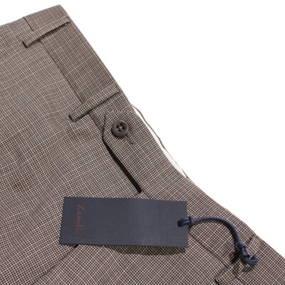 Zanella NWT Dress Pants Size 32 US Devon In Brown Melange 100% Wool