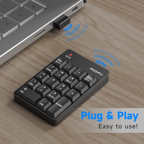 Wireless 19 Key Numeric Keypad Portable 2.4G USB Financial Number Pad Black - Picture 2 of 8