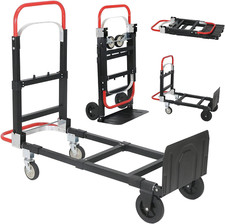 Upgraded 2 in 1 Convertible Hand Truck Dolly 600Lbs Capacity，Aluminum Folding Ha