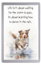 Australian Shepherd Dog  Fridge Magnet "Dancing in the rain" Poem