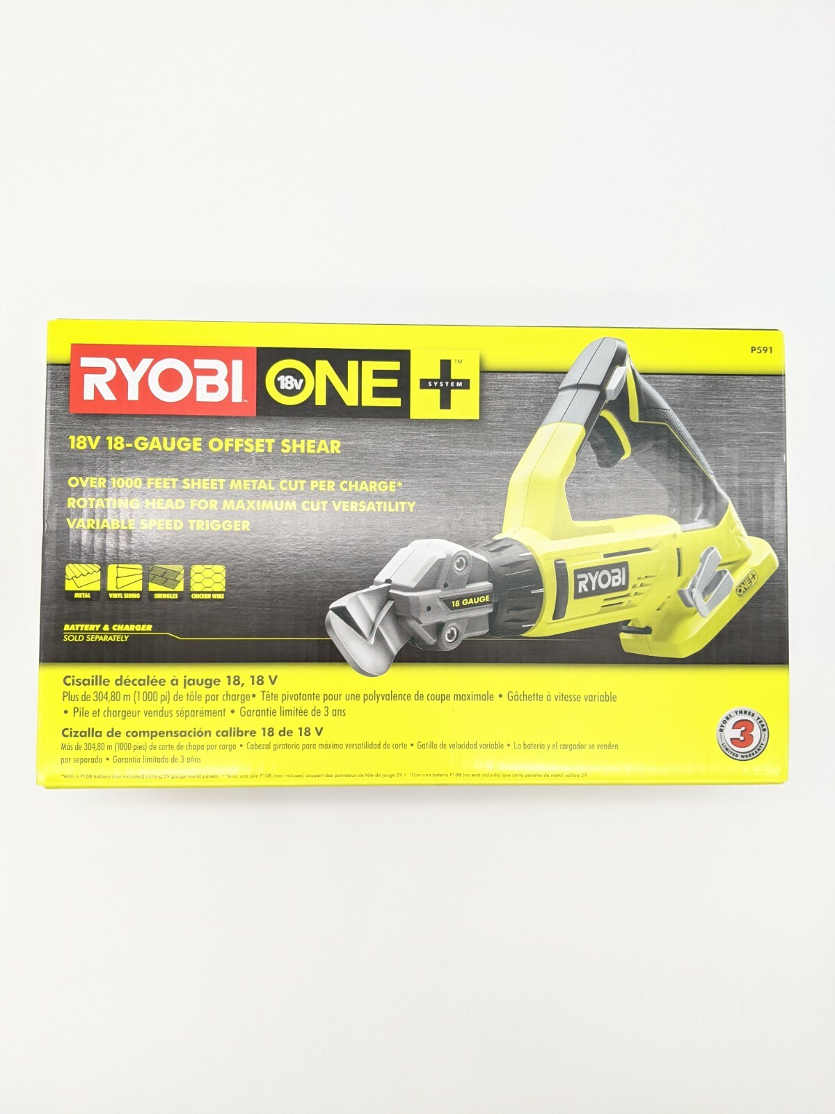Ryobi P591 ONE+ 18V 18 Gauge Offset 