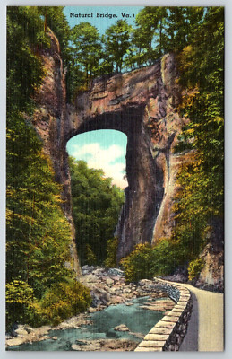 Linen Natural Bridge Postcard Virginia c1940s