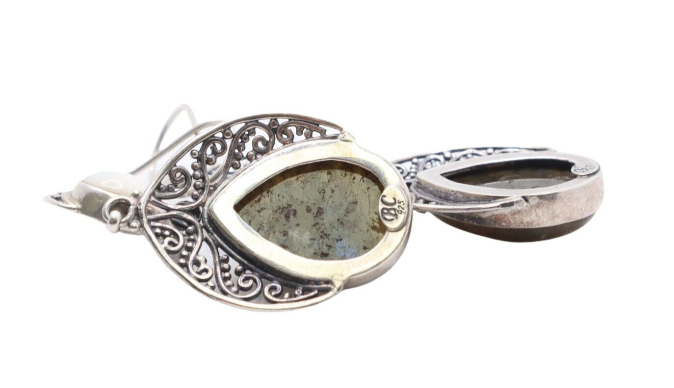 Sterling Silver Large Gemstone Dangle Earrings - image 3