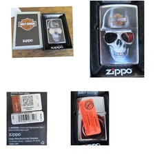 Zippo Lighter Harley Davidson Skull & Sunglasses Gold Tooth Never Used