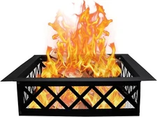 FEBTECH 36 Inch Portable Fire Pit Ring Square with Crossweave Design