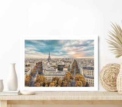 Paris City Viewed From High Up Poster Premium Quality Choose your Size