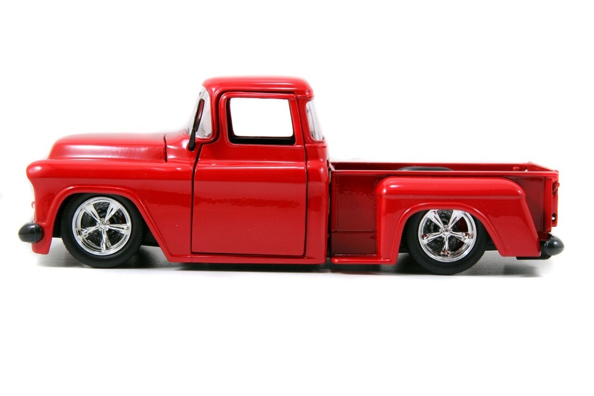 JADA BIGTIME BTK 1955 CHEVY STEPSIDE PICKUP TRUCK RED 1:24 DIECAST